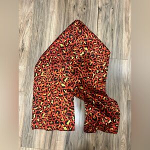 Leopard Print Red and Yellow Head Scarf